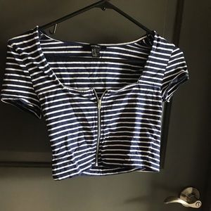 Forever 21 navy stripped crop top